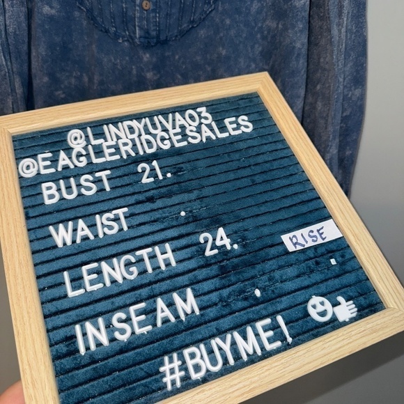 We The Free Free People Faux Denim 3/4 Sleeve Blouse Top Size Small - Picture 6 of 7